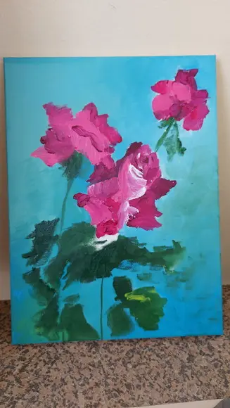 Quadros Decorativos para Sala Pintura em Tela Rosas Pink