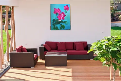 Quadros Decorativos para Sala Pintura em Tela Rosas Pink