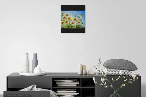 Quadros Decorativos para Sala Pintura Tela Floral Margaridas