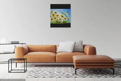 Quadros Decorativos para Sala Pintura Tela Floral Margaridas