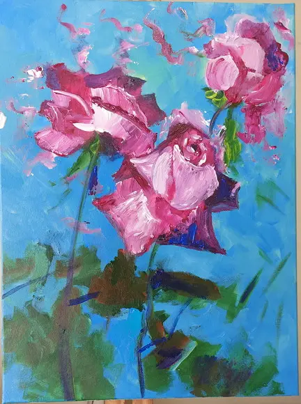 Quadros Decorativos para Sala Pintura Tela Floral Rosa Pink
