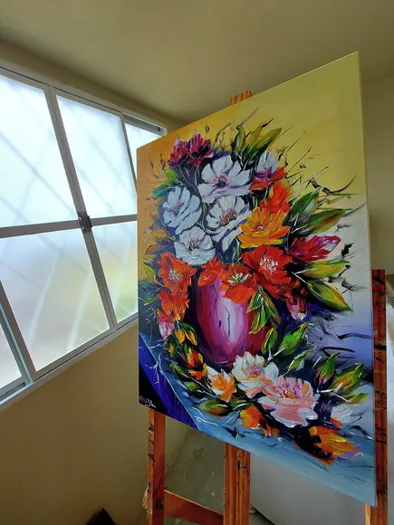 Quadros Decorativos para Sala Pintura Tela Rosas Coloridas