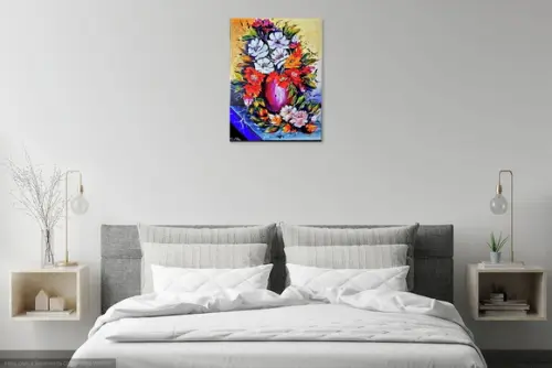 Quadros Decorativos para Sala Pintura Tela Rosas Coloridas