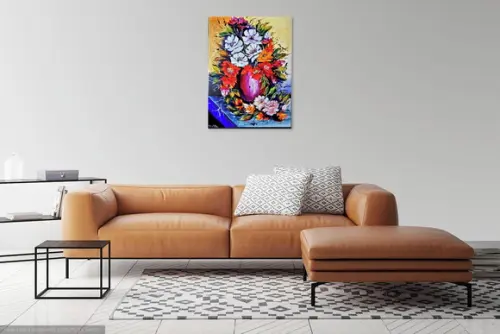Quadros Decorativos para Sala Pintura Tela Rosas Coloridas