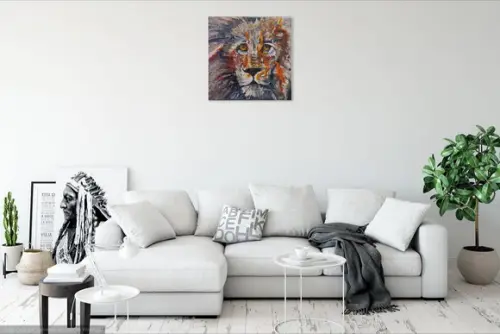 Quadros Decorativos Pintura em Tela Animais Felinos Leão