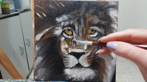 Quadros Decorativos Pintura em Tela Animais Felinos Leão