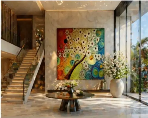 Quadros Decorativos Pintura em Tela Árvore Cerejeira