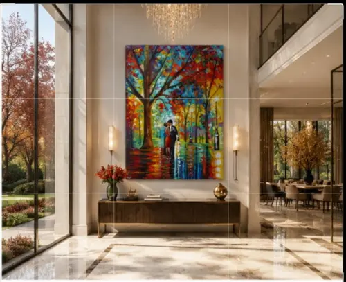Quadros Decorativos Pintura em Tela Casal Dançando no Parque