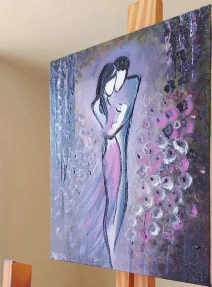 Quadros Decorativos Pintura em Tela Familia Pai Mãe Filho
