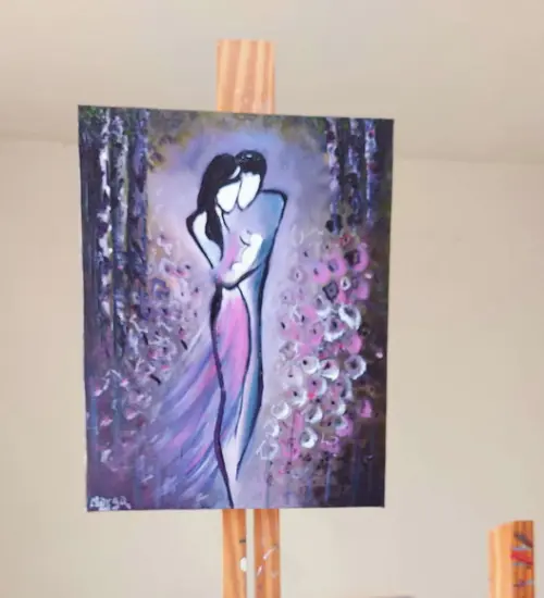 Quadros Decorativos Pintura em Tela Familia Pai Mãe Filho