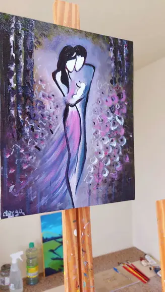 Quadros Decorativos Pintura em Tela Familia Pai Mãe Filho