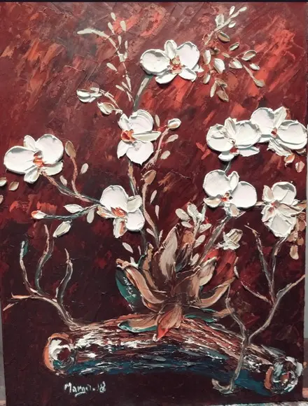 Quadros Decorativos Pintura em Tela Floral Orquídeas Brancas