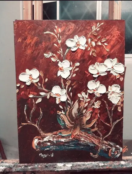 Quadros Decorativos Pintura em Tela Floral Orquídeas Brancas
