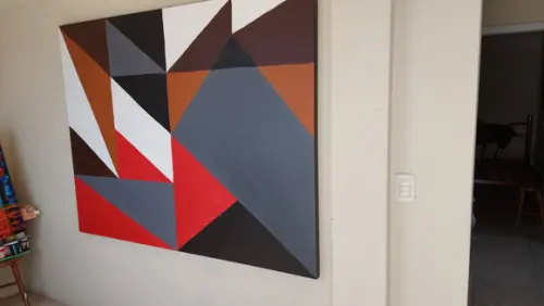 Quadros Decorativos Pintura em Tela Geométrico Abstrato