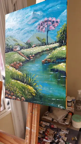 Quadros Decorativos Pintura em Tela Paisagem Montanhas