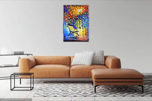 Quadros Decorativos Pintura em Tela Paisagem Urbana Banco