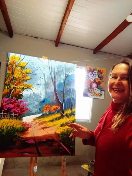 Quadros Decorativos Pintura Tela Paisagem Caminho Primavera