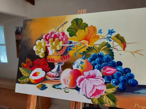 Quadros Decorativos Pintura Tela Pêssegos Presente de Natal