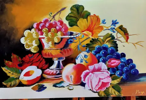 Quadros Decorativos Pintura Tela Pêssegos Presente de Natal