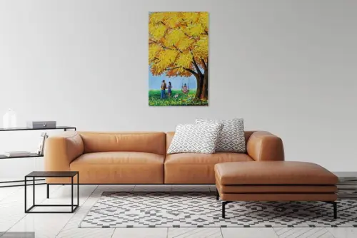 Quadros Família Debaixo do Ipê Amarelo Presente de Natal