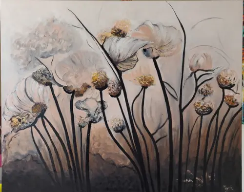 Quadros Floral Pintura Orgânica para Sala Presente de Natal