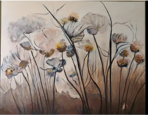 Quadros Floral Pintura Orgânica para Sala Presente de Natal