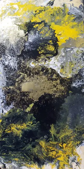 Quadros Fluído Black And Yelow Pouring Presente de Natal