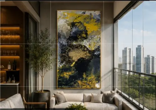 Quadros Fluído Black And Yelow Pouring Presente de Natal