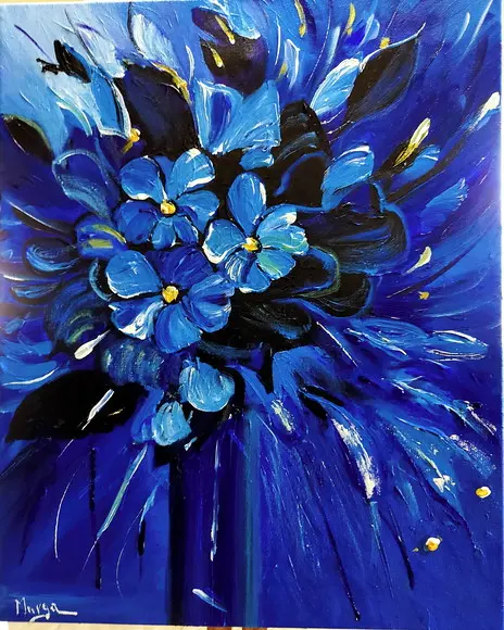 Quadros Grandes Decorativos Floral Azul Presente de Natal