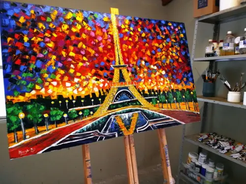 Quadros Grandes para Quarto e Sala Abstrato Torre Eiffel