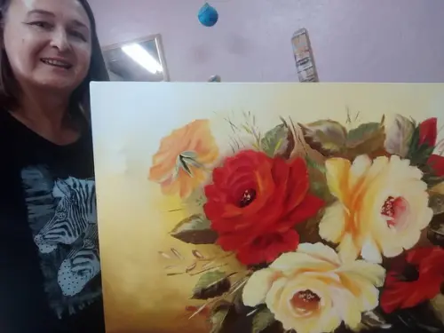Quadros Grandes para Quarto e Sala Pintura Tela Floral Rosas