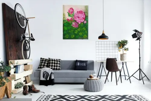 Quadros Grandes para Quarto e Sala Pintura Tela Floral Rosas