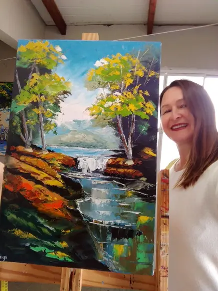 Quadros Grandes para Quarto e Sala Pintura Tela Paisagem Rio