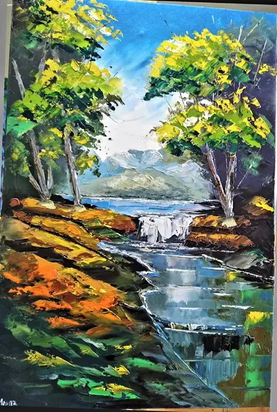 Quadros Grandes para Quarto e Sala Pintura Tela Paisagem Rio