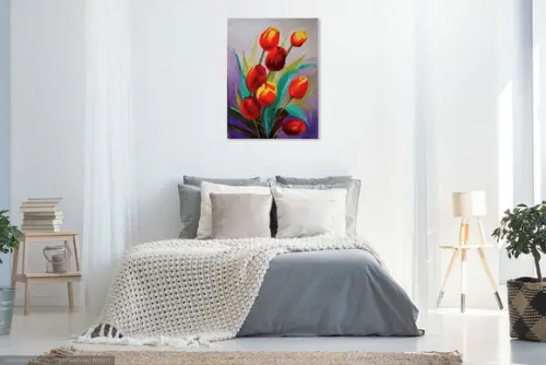 Quadros Grandes para Quarto e Sala Tulípas Vermelhas