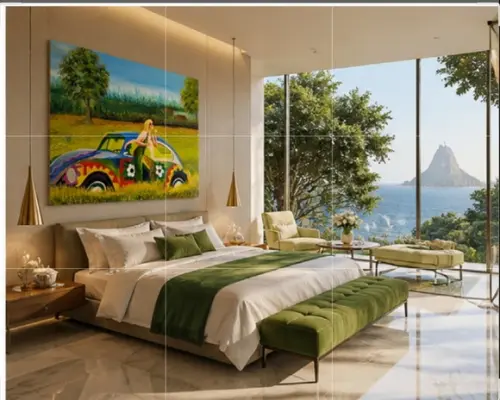 Quadros Grandes para Qusrto e Sala Pintura Tela Mulher Fusca