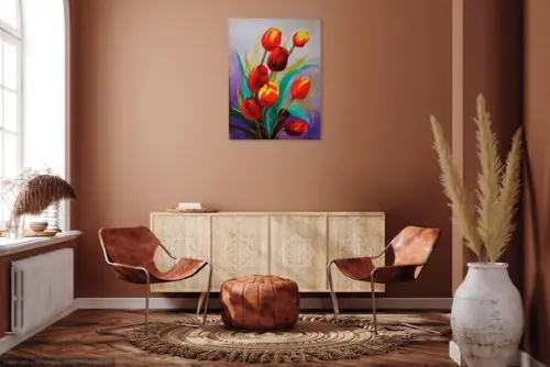 Quadros Grandes para Quarto e Sala Tulípas Vermelhas