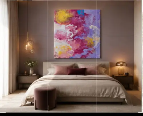 Quadros Grandes para Sala Abstrato Moderno Fluido Pouring