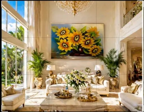Quadros Grandes para Sala e Quarto Pintura em Tela Girassol
