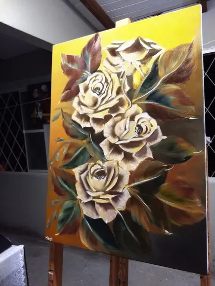 Quadros Grandes para Sala e Quarto Pintura Tela Floral Rosas