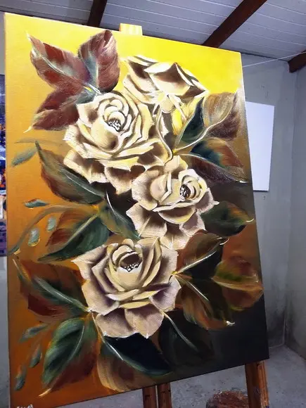 Quadros Grandes para Sala e Quarto Pintura Tela Floral Rosas