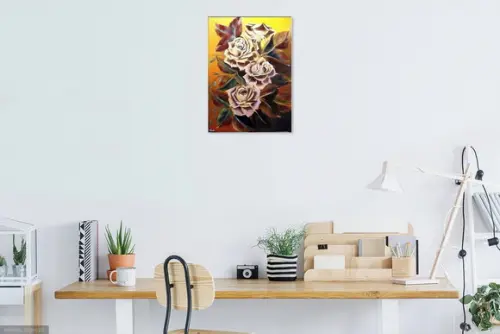 Quadros Grandes para Sala e Quarto Pintura Tela Floral Rosas