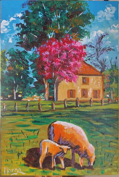 Quadros Grandes para Sala Pintura Campo Ovelha Black Friday