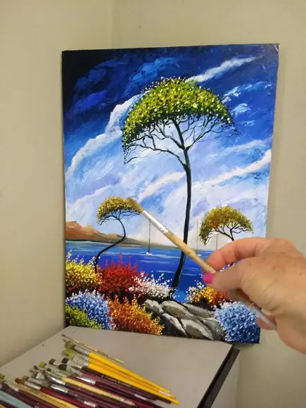 Quadros Grandes para Sala Pintura em Tela Mar Praia Calmaria