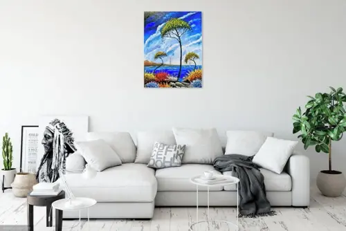 Quadros Grandes para Sala Pintura em Tela Mar Praia Calmaria