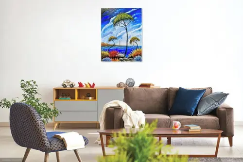 Quadros Grandes para Sala Pintura em Tela Mar Praia Calmaria