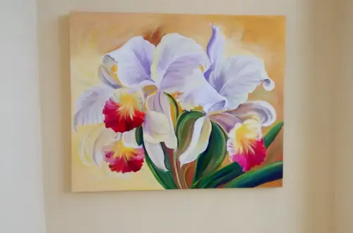 Quadros Grandes para Sala Pintura em Tela Orquídeas Brancas