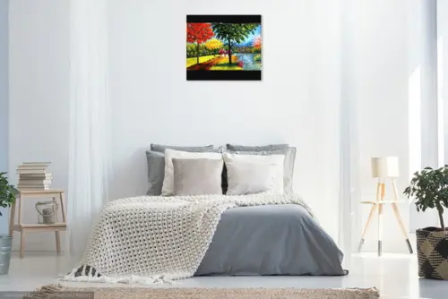 Quadros Grandes para Sala Pintura em Tela Paisagem Plátano