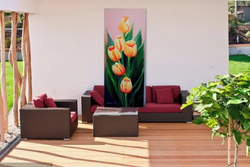 Quadros Grandes para Sala Pintura em Tela Tulipas Amarelas