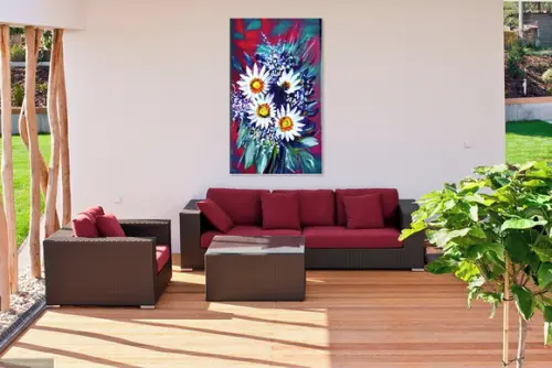 Quadros Grandes para Sala Pintura Margaridas Black Friday